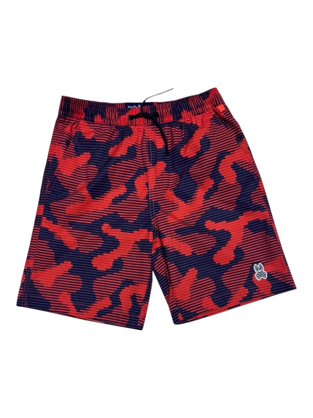 Psycho Bunny Orange and Navy Camo Patterned Board Shorts Boys Sz 14/16